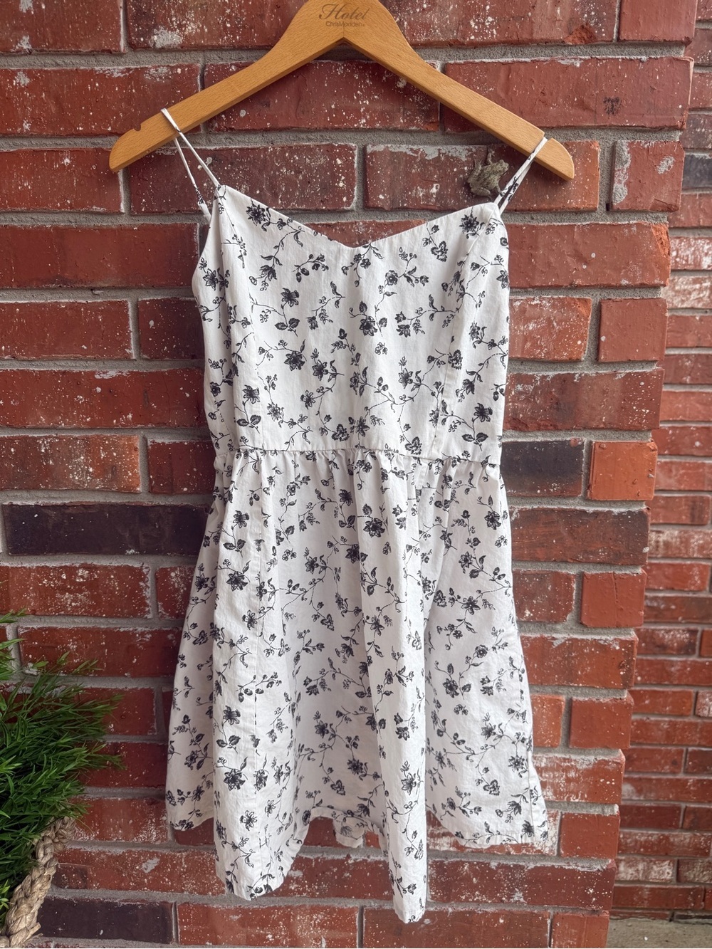 H&M Creamy White Dress with Black Floral Print